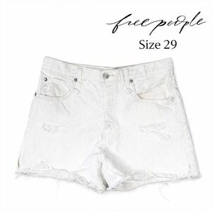Free People Makai Shorts 29 High Rise White Distressed Cut Off Boho Festival